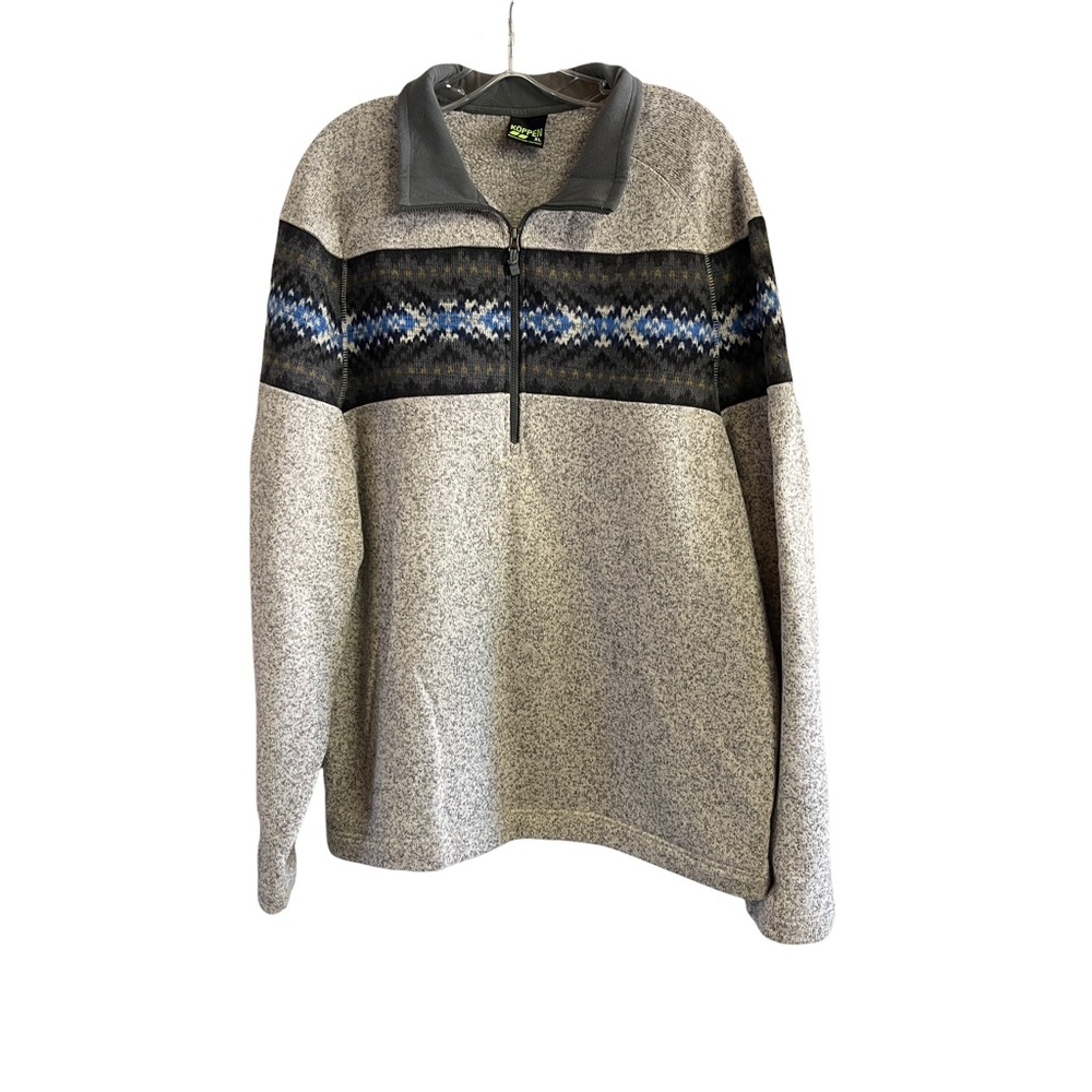 Koppen 1/4 zip fair isle fleece lined pullover